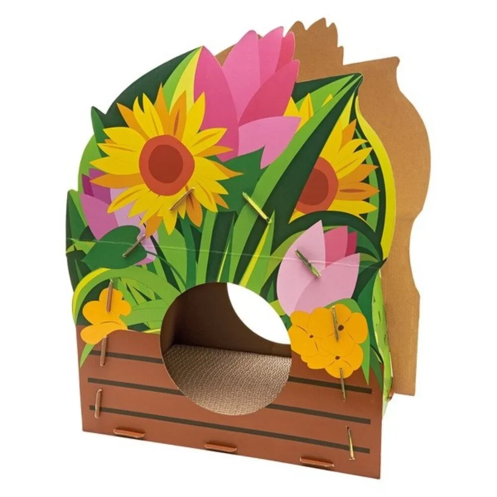Heart to Tail Flower Cat House Scratching Playhouse ( Catnip Included)